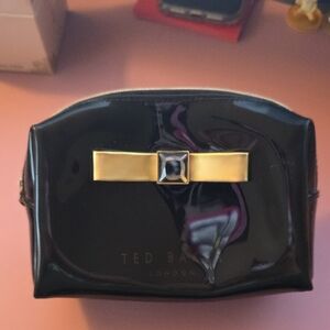 Ted Baker Black Cosmetic Bag with Gold Bow